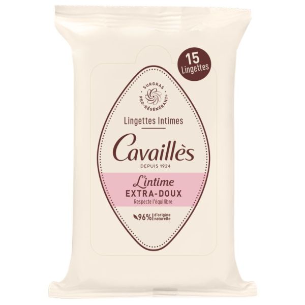 Rogé Cavaillès lingettes intimes extra-douces (15 lingettes)