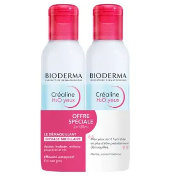 Bioderma Créaline H2O Démaquillant Yeux Lot de 2 (2x125 ml)