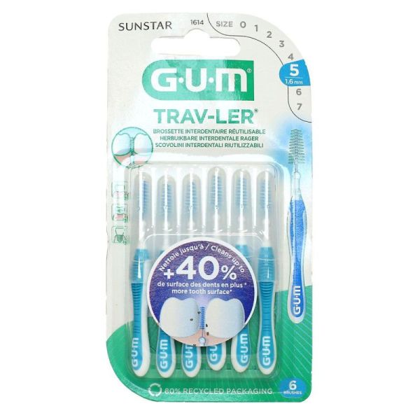 GUM - Trav-ler brossette interdentaire réutilisable taille 5 x6 brushes