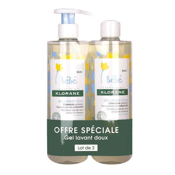 Klorane gel lavant doux bébé lot de 2 (500 ml)