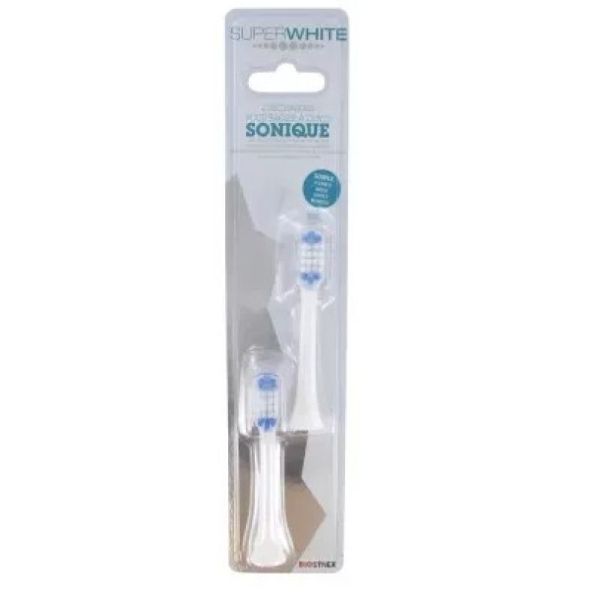 Biosynex - Superwhite 2 recharges pour brosse à dents sonique BLANCHE