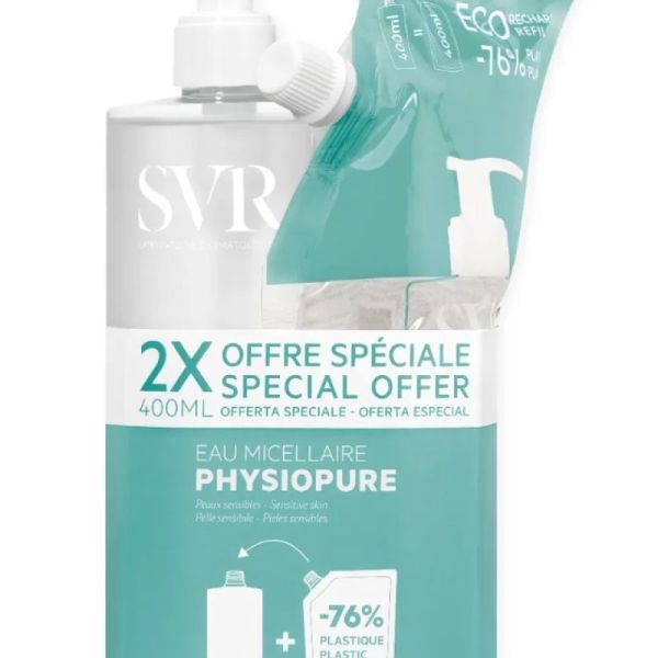 SVR Eau micellaire Physiopure 400 ml + éco-recharge 400 ml