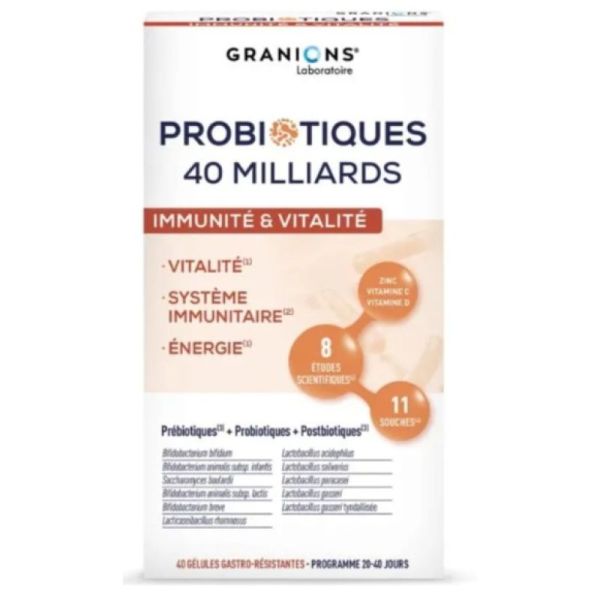Granions - Probiotiques 40 milliards Immunité & vitalité programme 20-40 jours ( 40 gélules )