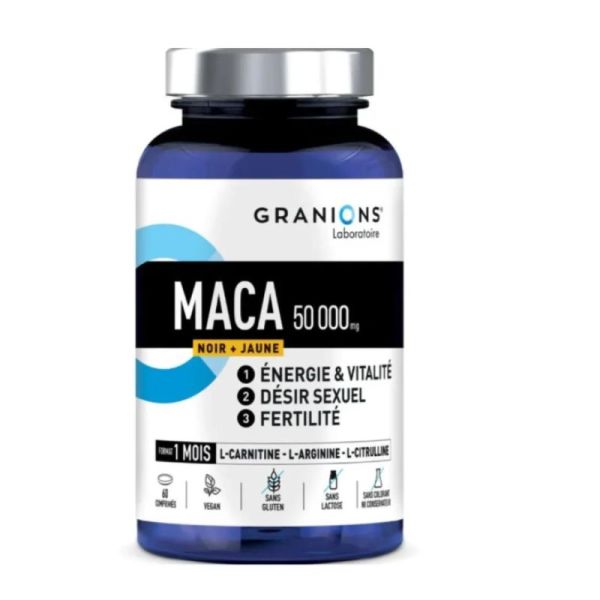 MACA 50000mg noir+jaune format 1mois x60 comprimés
