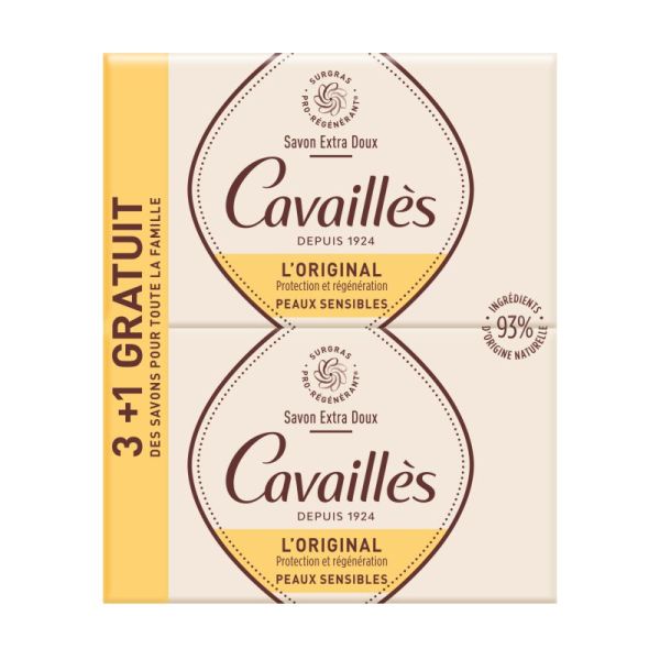 Cavaillès savon extra doux L'original lot de 3 x 250 g + 1 gratuit