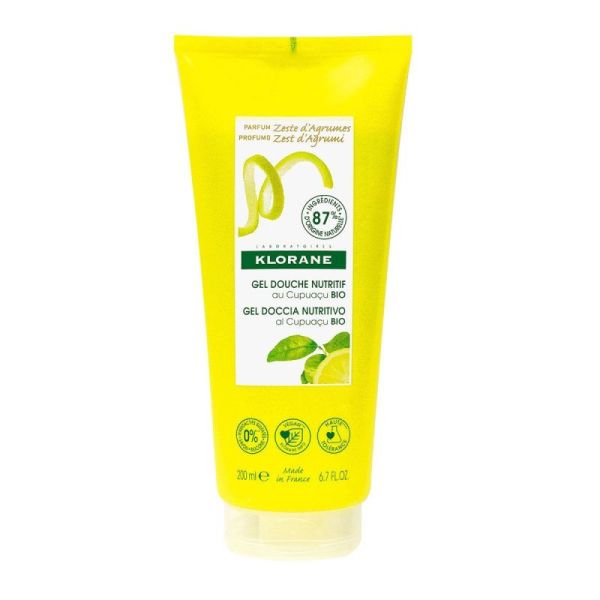 Klorane gel douche au parfum zeste d’agrumes pour tous types de peaux