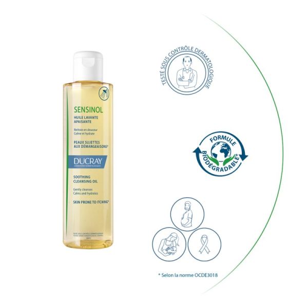 Ducray huile lavante apaisante Sensinol visage et corps (hypoallergénique)