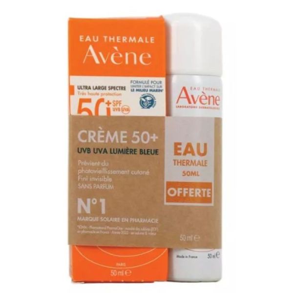Avène Crème solaire sans parfum SPF 50+ 50ml + Eau thermale 50ml OFFERTE