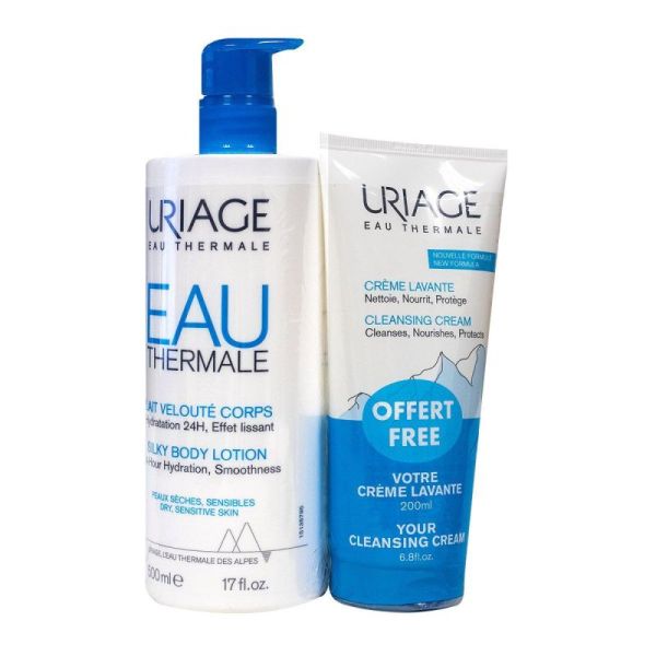 Uriage lait velouté corps hydratation 24h (500 ml) + crème lavante offerte (200 ml)