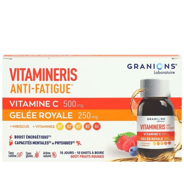 Vitamineris anti-fatigue vitamine C 500mg / Gelée Royale 250mg x10 shots