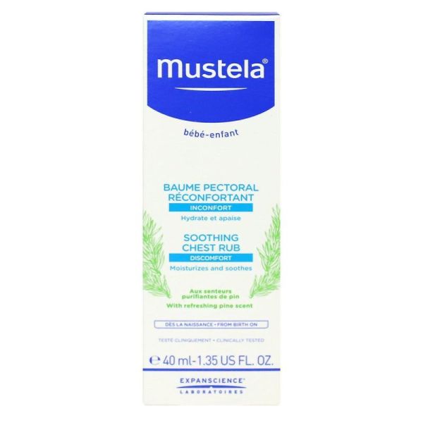 Mustela - Baume pectoral réconfortant hydrate et apaise 40ml