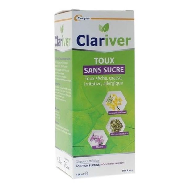 Clariver sirop toux sèche et grasse sans sucre (120 ml)