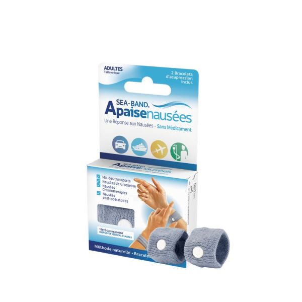 Sea Band - Bracelet apaise nausées adultes GRIS x2