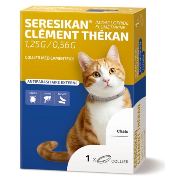 Seresikan - collier médicamenteux antiparasitaire CHAT puces / tiques / larves