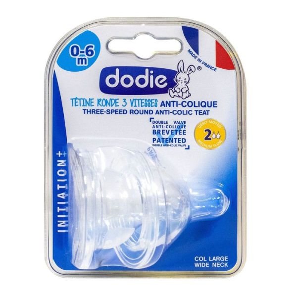 Dodie tétine ronde 3 vitesses anti-colique (0-6 mois)